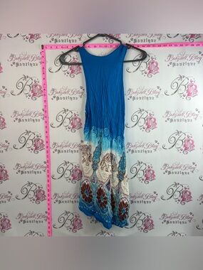 Thailand dress elephants Blue Ombre Boho Maxi Dress with Elephant & Floral Print